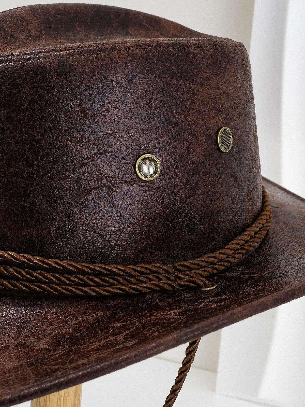 Western Cowboy Hat – Vintage Faux Leather Wide Brim Unisex