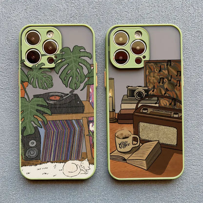 Retro Cat Vinyl Record iPhone Case – Aesthetic Cozy Cover