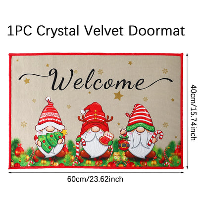 Santa Claus Christmas Doormat – Flannel Welcome Mat for Home
