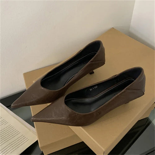 Eilyken Leopard Print Pointed Toe Pumps – Women's Low Heel Party Shoes