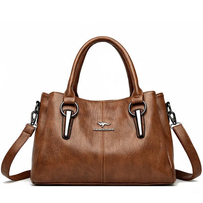 Leather Shoulder Bag – Women's Luxury 3-Layer Crossbody