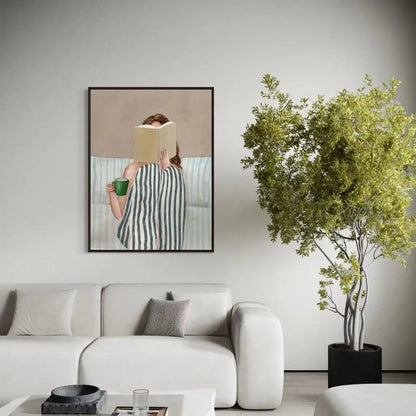 Woman Reading Book Wall Art Print – Minimalist Watercolor Poster
