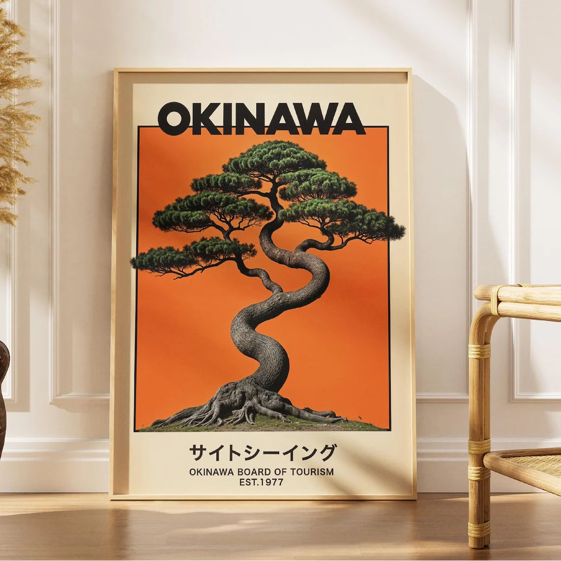 Okinawa Travel Poster – Japan Bonsai Tree Wall Art Print