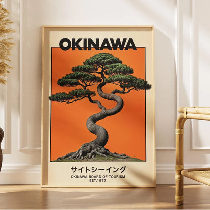 Okinawa Travel Poster – Japan Bonsai Tree Wall Art Print