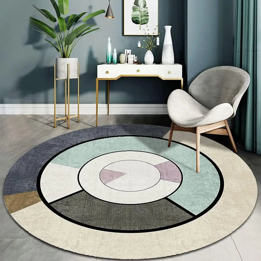 Round Geometric Rug – Nordic Style Living Room & Bedroom Carpet