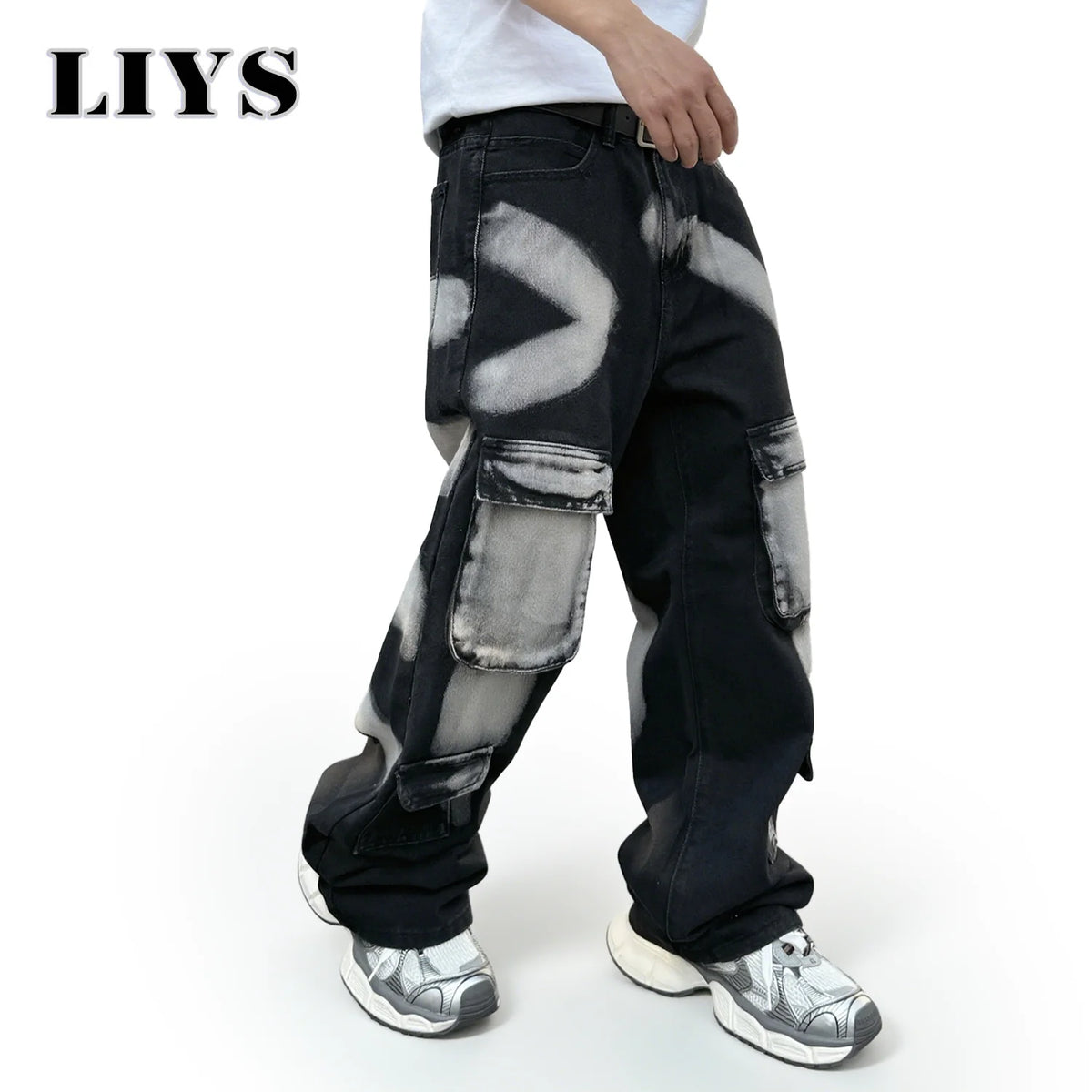 Splashed Ink Cargo Jeans – Men's Streetwear Denim Pants
