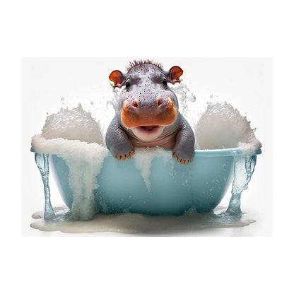 Cute Dog in Bathtub Wall Art Poster – Funny Puppy Canvas Print