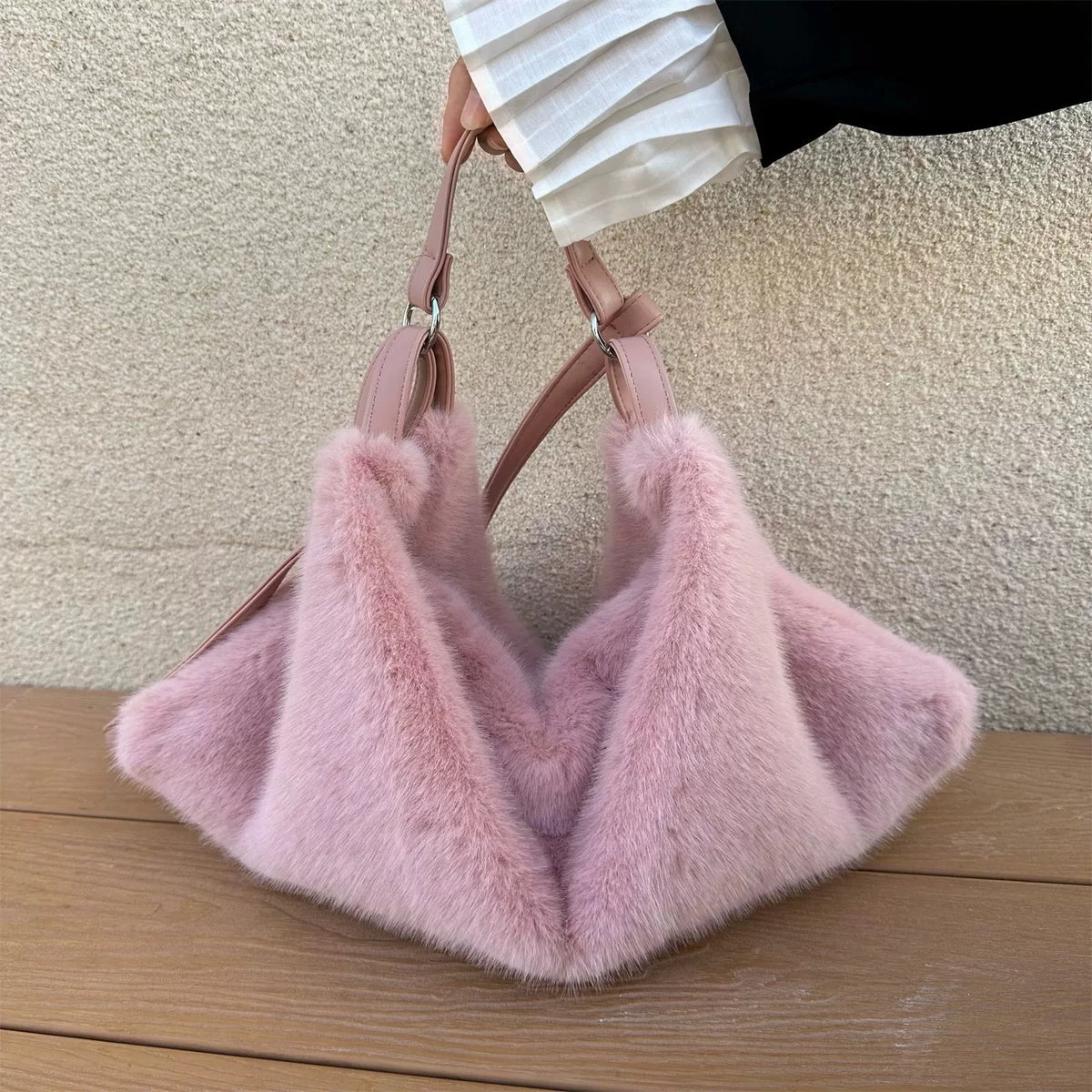 Plush Fur Shoulder Bag – Women's Large Capacity Tote