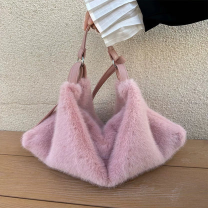 Plush Fur Shoulder Bag – Women's Large Capacity Tote