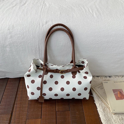 Korean Polka Dot With Belt Buckle Detail Shoulder Bag