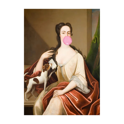 Bubble Gum Baroque Portrait Wall Art Poster – Vintage Altered Art Print