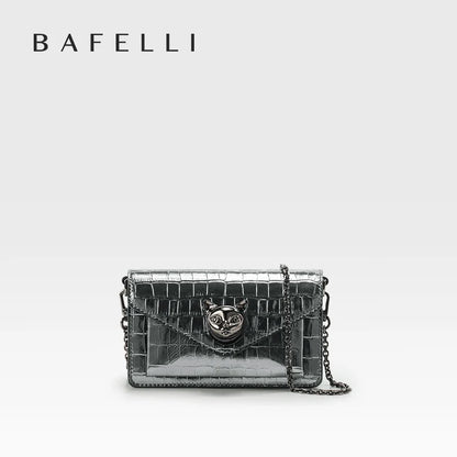 Mini Crocodile Leather Crossbody Bag | Chain Shoulder Bag