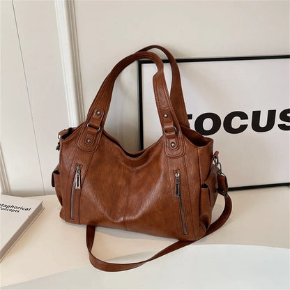Women's Vintage Large Capacity Leather Tote Bag