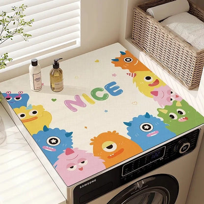 Washing Machine Top Cover Mat – Absorbent Non-Slip Cute Cartoon Pad