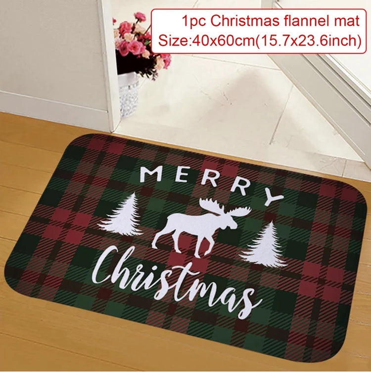 Santa Claus Christmas Doormat – Flannel Welcome Mat for Home