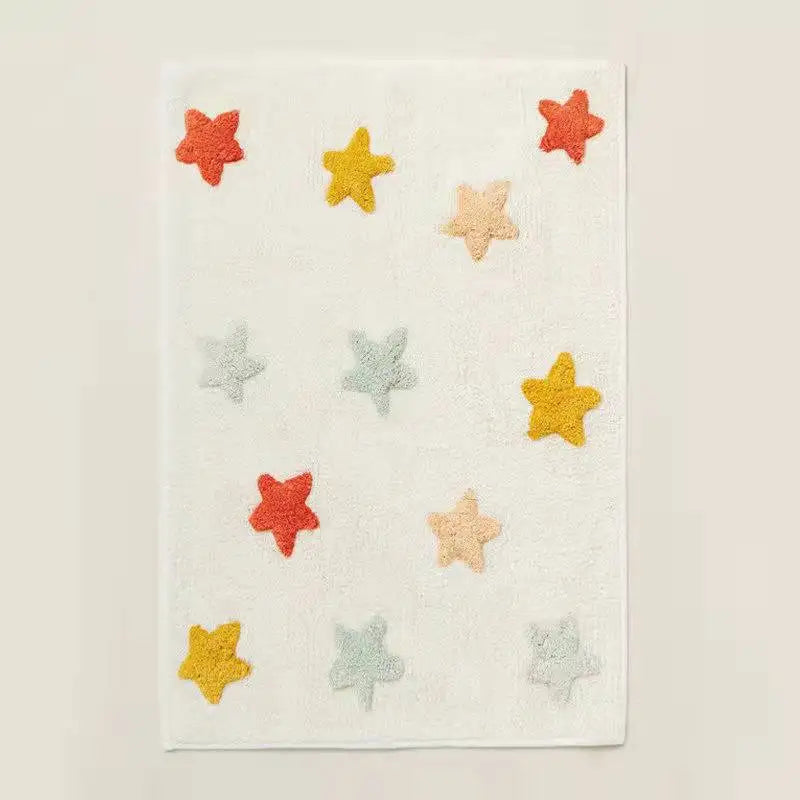 Colorful Star Plush Area Rug – Soft Cashmere-Like Carpet for Bedroom & Living Room