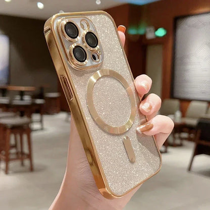 Electroplate Glitter MagSafe iPhone Case for iPhone 11 12 13 14 15 16 17 Series
