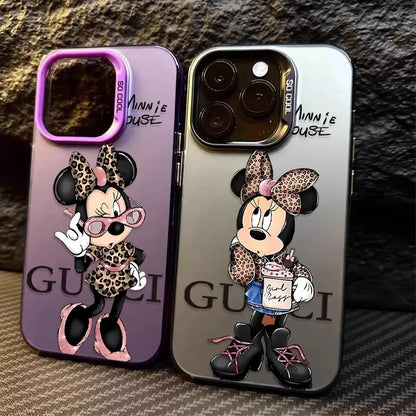 Leopard Print Minnie Mouse Phone Case for Samsung Galaxy S26 S25 S24 S23 S22 S21 S20