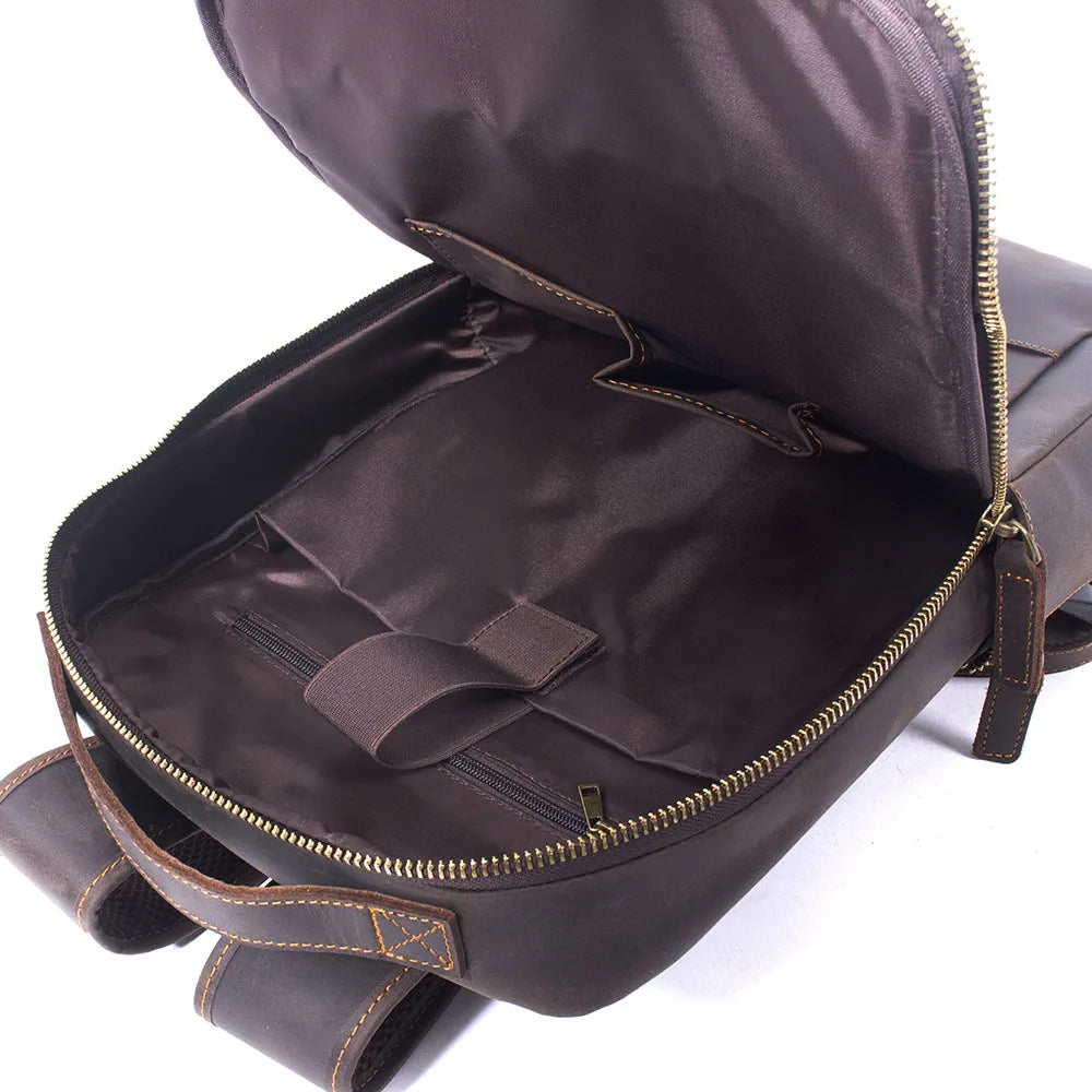 Crazy Horse Leather Backpack for Men – Vintage Laptop Rucksack