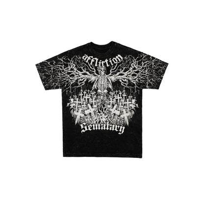 Gothic Graphic T-Shirt – Unisex Washed Streetwear Hip Hop Tee
