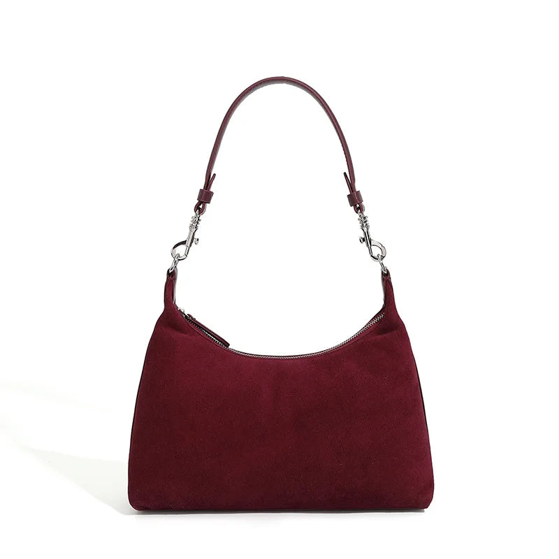 Retro Genuine Leather Suede Handbag Cowhide
