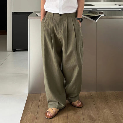 Men's Wide Leg Draped Trousers – Japanese Style Straight Pants M-3XL