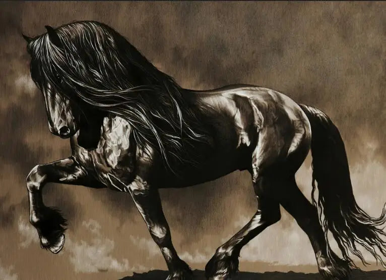 Wild Horse Canvas Wall Art – Majestic Running Stallion Poster Print