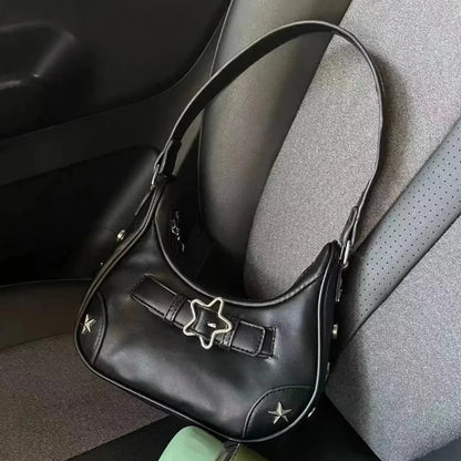 Y2K Korean Gothic Star Girl Black Handbag