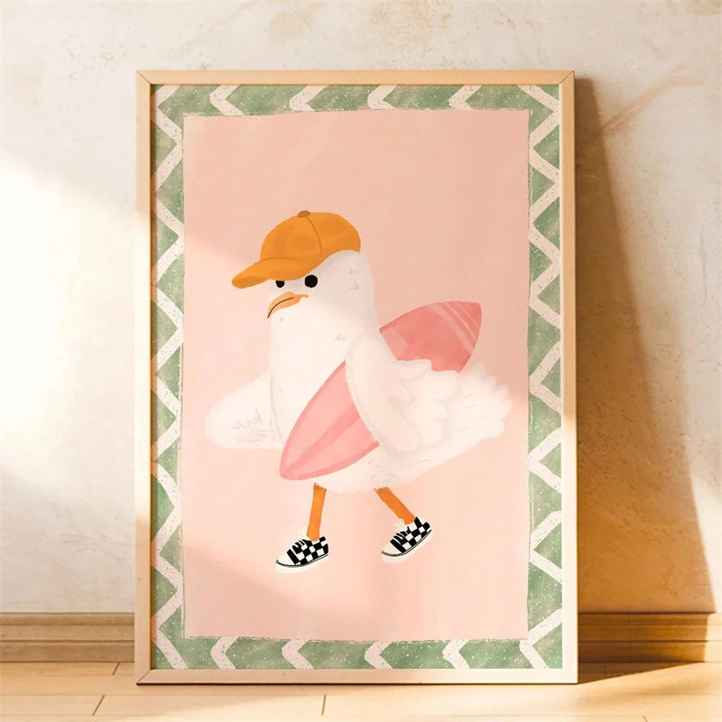 Boho Cat Bicycle Wall Art Poster – Kids Nursery Print