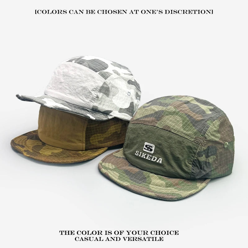 Camo Quick-Dry Baseball Cap – Unisex Color Block Peaked Hat