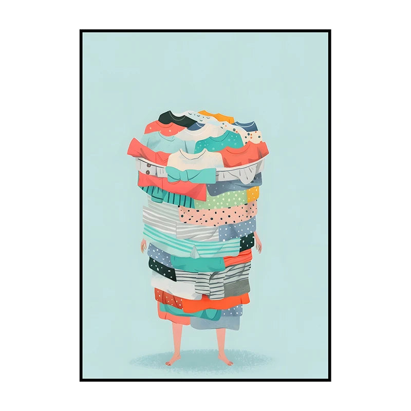 Laundry Basket Canvas Poster – Minimalist Funny Wall Art Print