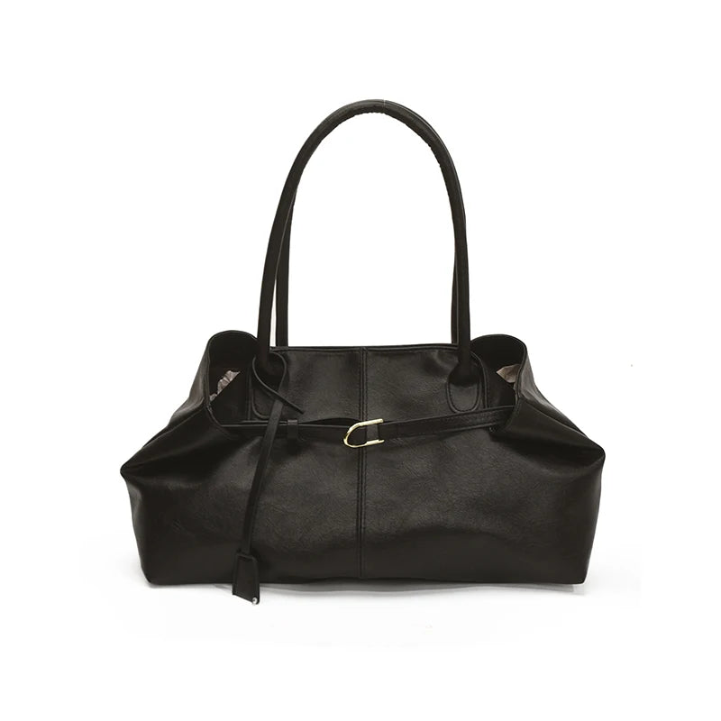 PU Leather Square Shoulder Bag for Women – Retro Underarm Tote