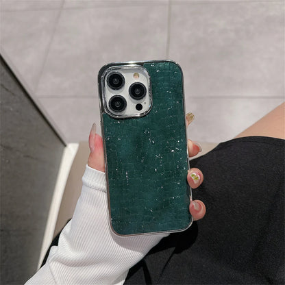 Crocodile Pattern iPhone Case with Chrome Plating – iPhone 11 to 17 Series