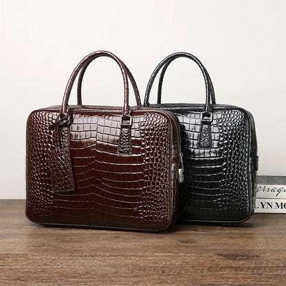 Men's Alligator Pattern Leather Briefcase – Laptop Business Bag