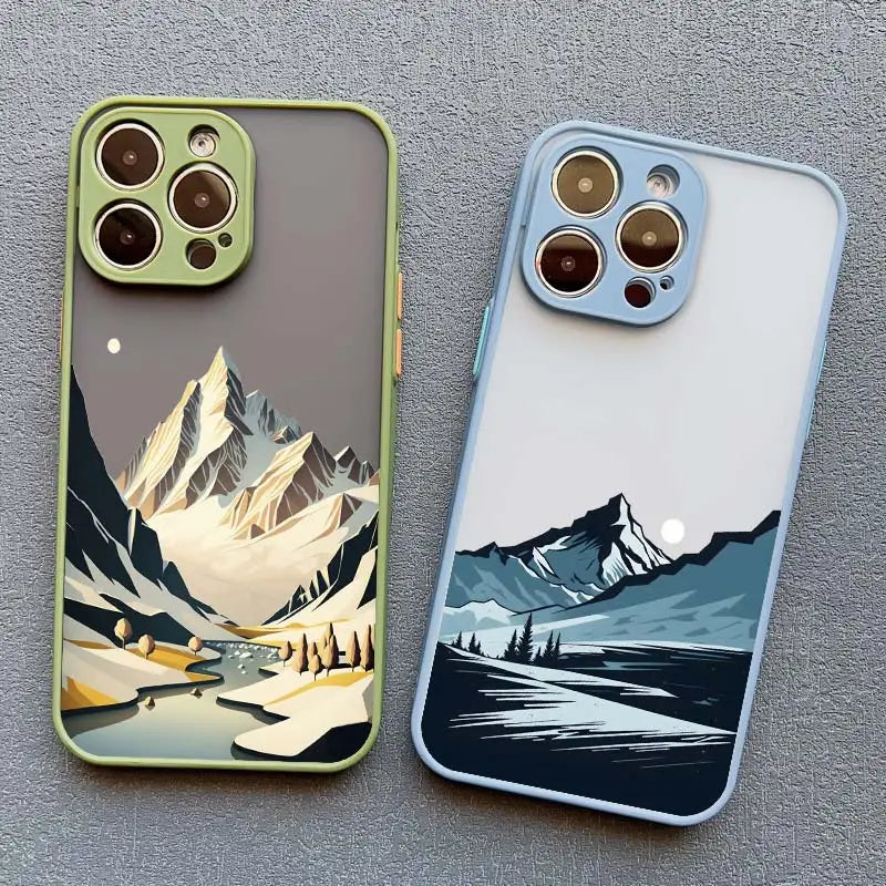Mountain Peaks Landscape iPhone Case – Shockproof Frosted Cover