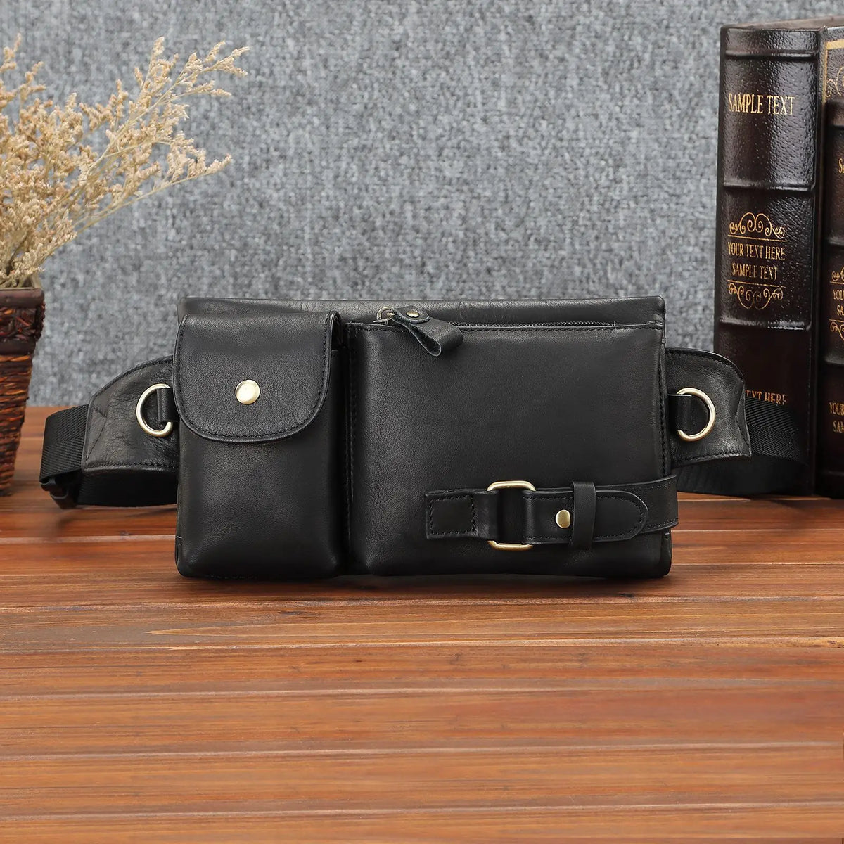 Men's Genuine Leather Chest Waist Pack – Casual Shoulder Bag