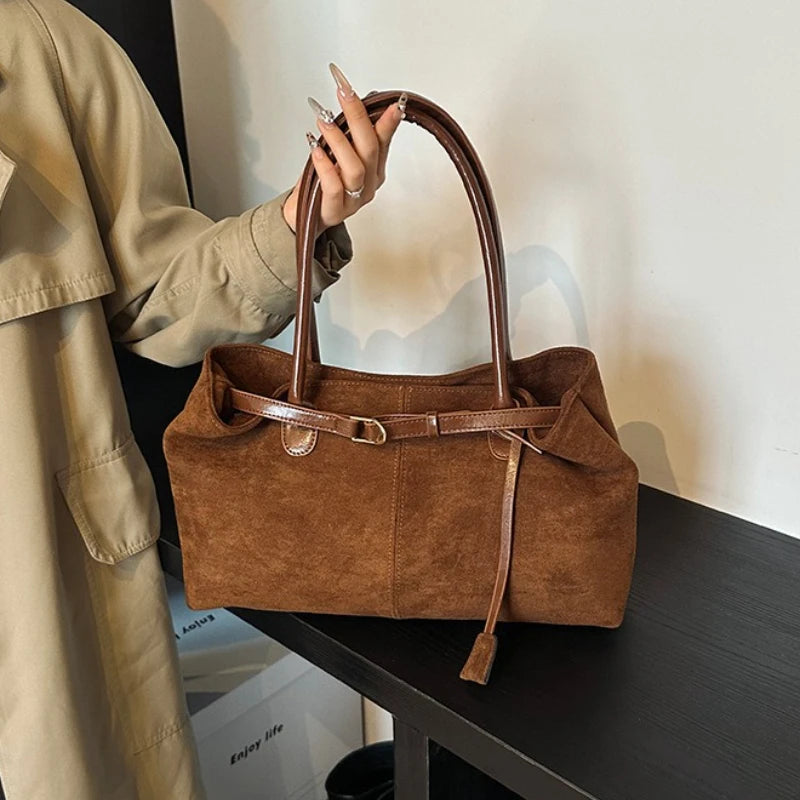 Autumn Winter Women's Suede Underarm Tote Bag