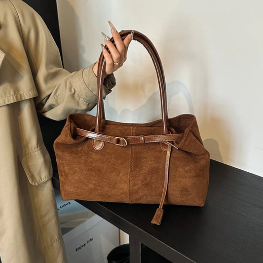Autumn Winter Women's Suede Underarm Tote Bag