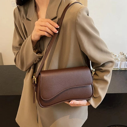 Vintage PU Leather Crossbody Bags For Women Red Lychee Pattern Flap