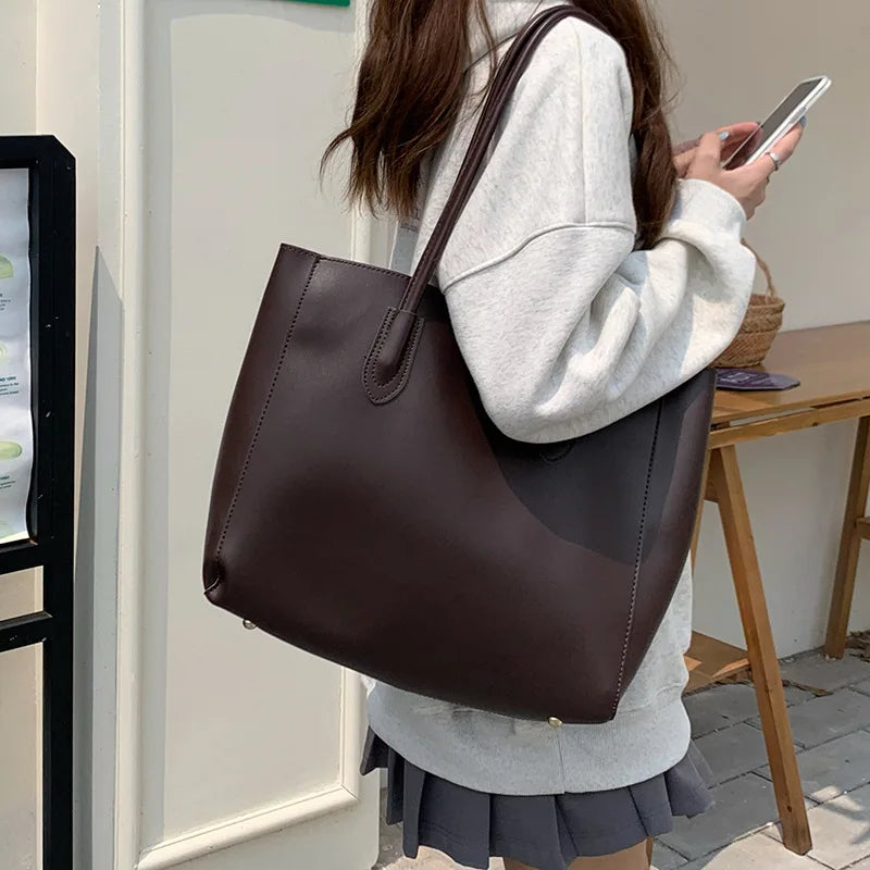 Vintage Korean Large Capacity Commuter Tote Bag