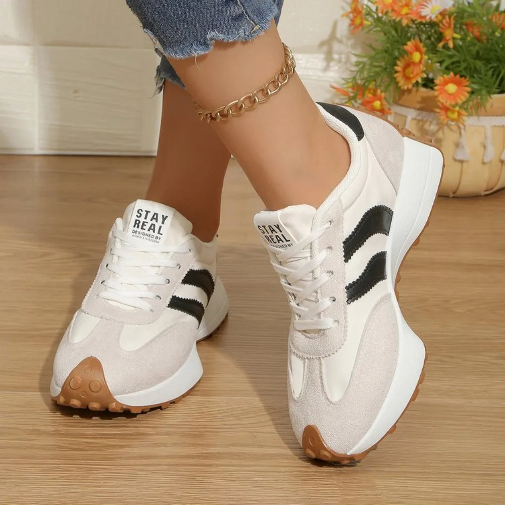 Women's Retro Platform Sneakers – Color Block Thick Sole Casual Running Shoes