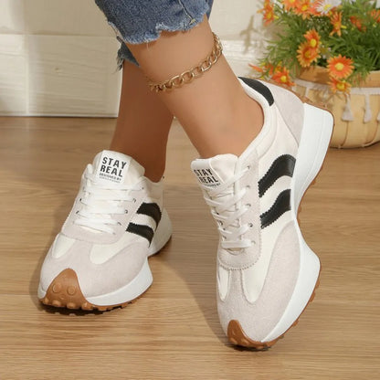 Women's Retro Platform Sneakers – Color Block Thick Sole Casual Running Shoes