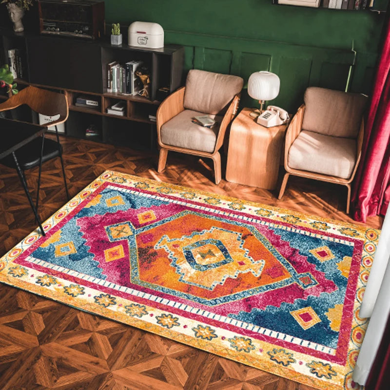Bohemian Area Rug – Soft Non-Slip Ethnic Style Carpet, Machine Washable