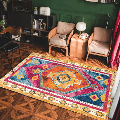 Bohemian Area Rug – Soft Non-Slip Ethnic Style Carpet, Machine Washable