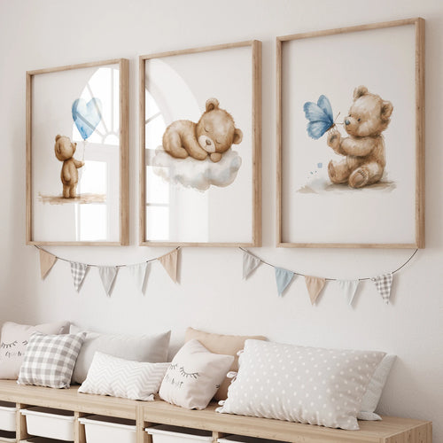 Teddy Bear Nursery Wall Art Print – Kids Room Poster