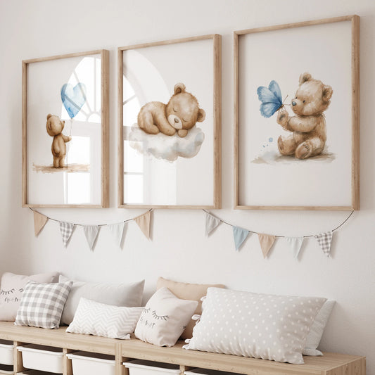 Teddy Bear Nursery Wall Art Print – Kids Room Poster