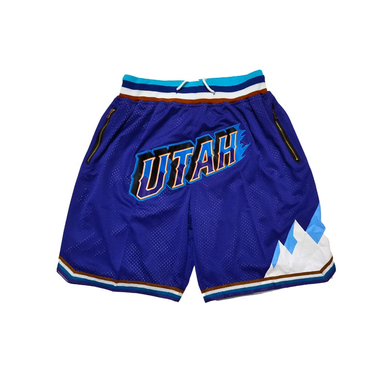 Utah Embroidered Basketball Shorts with 4 Zip Pockets