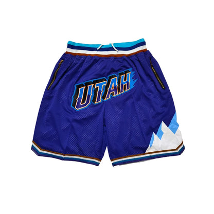 Utah Embroidered Basketball Shorts with 4 Zip Pockets