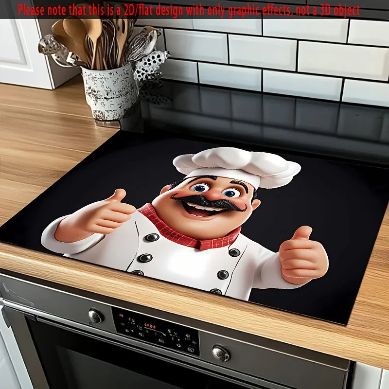 Cartoon Chef Stove Top Protector Mat – Dustproof Kitchen Cover Pad