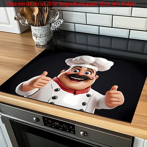 Cartoon Chef Stove Top Protector Mat – Dustproof Kitchen Cover Pad
